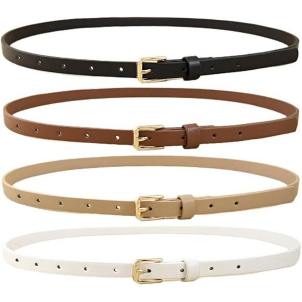 HOTWILL 4 Pack Women Skinny Belts for Jeans Dress Thin Waist Belt for Ladies - Picture 7 of 7